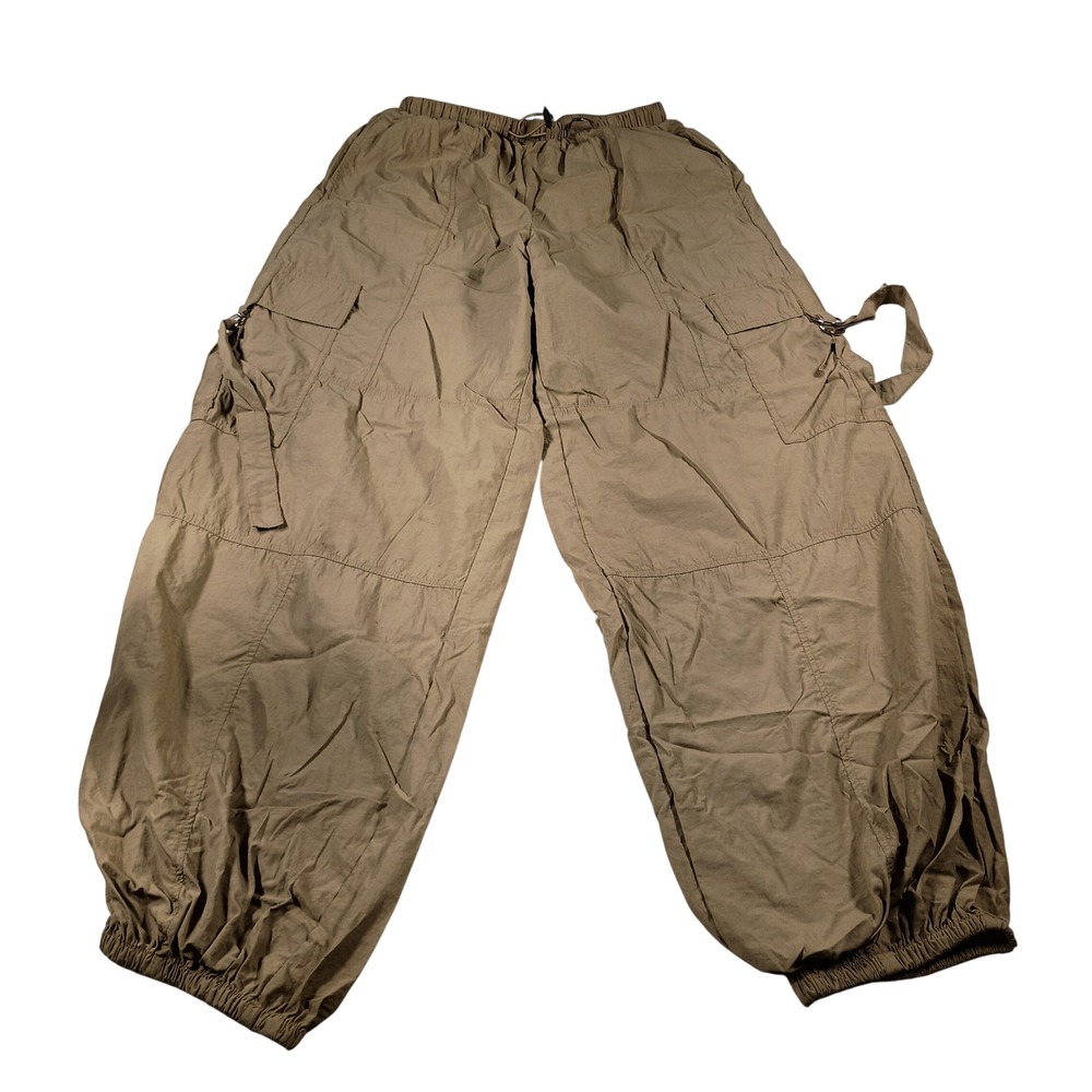 PacSun Cargo Parachute Pants Women XS Tan Good Nylon Baggy Utility MB7628